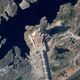 Vista satelital de la estatua de la unidad de India.